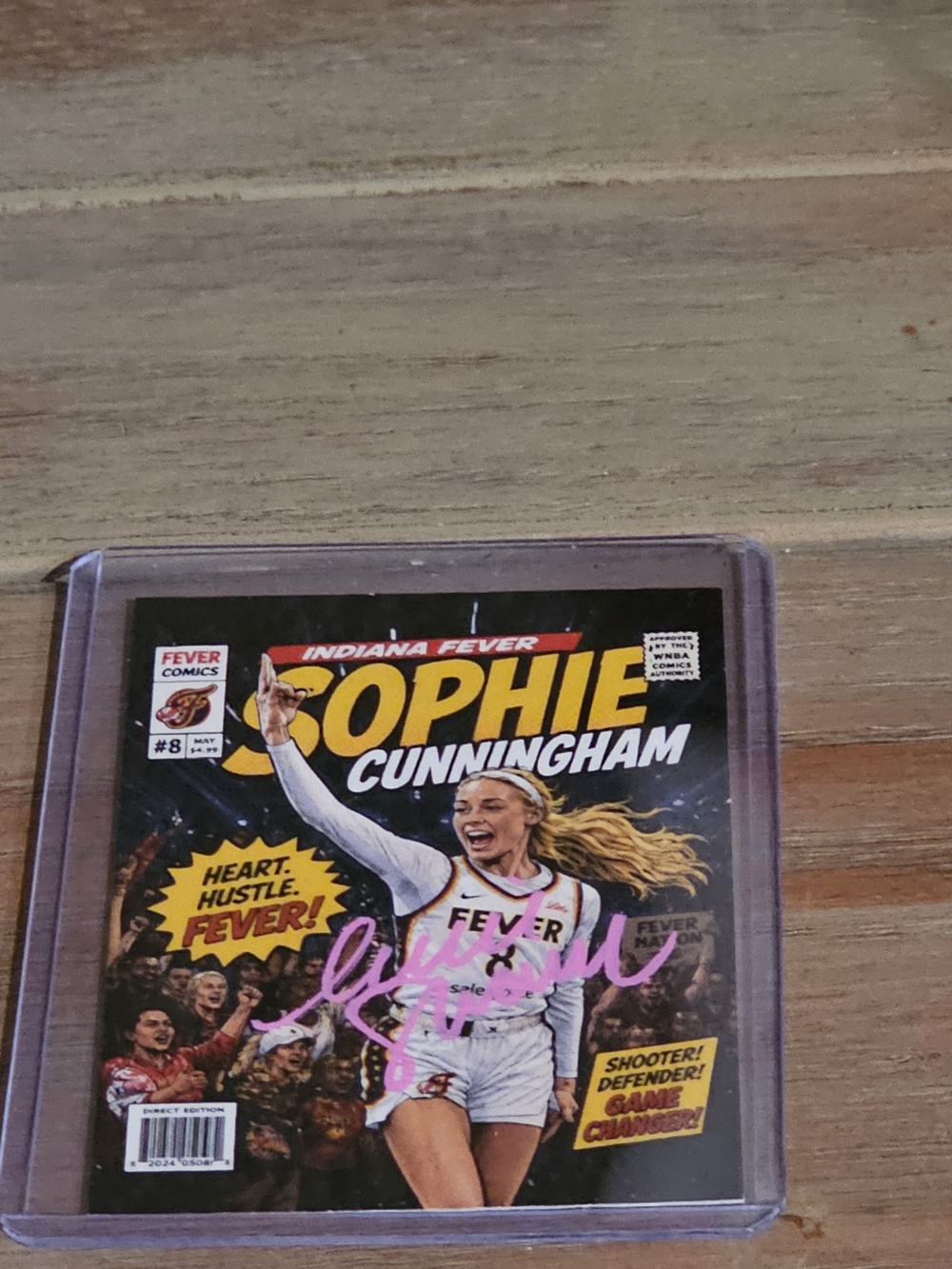Sophie Cunningham Indiana Fever Comic Cover - Pink Signature On Card SWAU Cert.